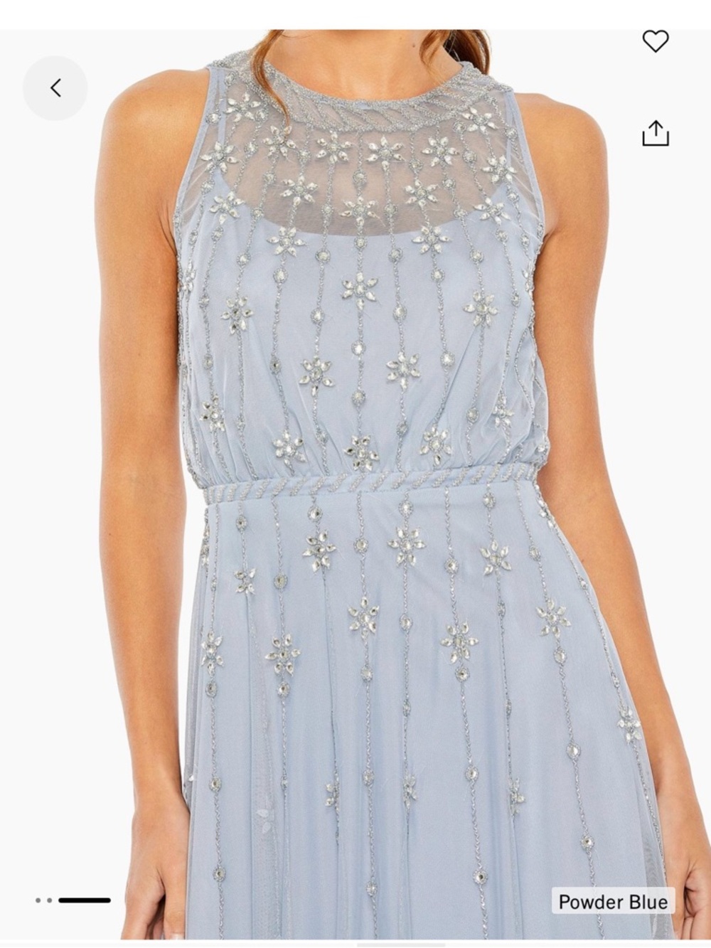 Mac Duggal Powder Blue Beaded Midi Dress